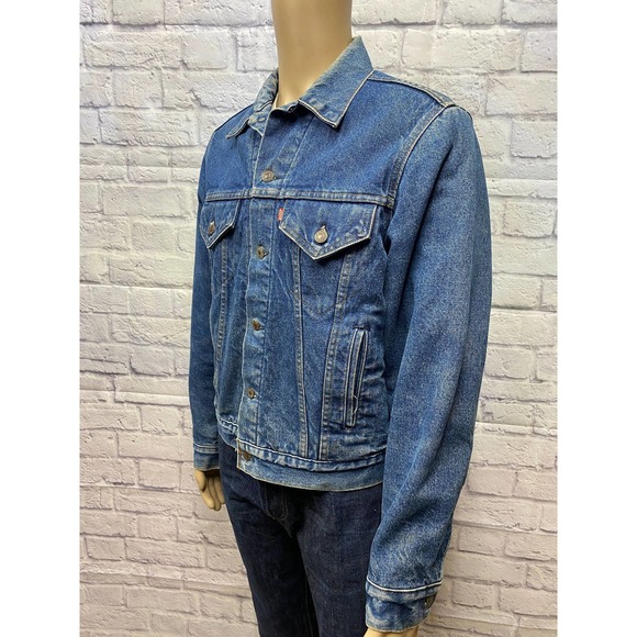 Levi's size 44 western cowboy trucker blanket lining denim jacket made in USA! - Picture 8 of 10